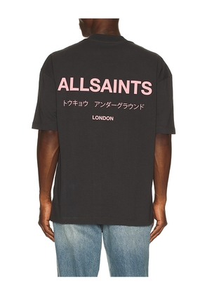 ALLSAINTS Underground Crew Tee in Black. Size L. Also in M, S, XL/1X.