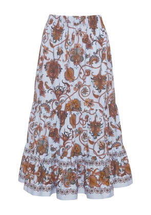 Cara Cara Chase paisley-print tiered midi skirt - Blue