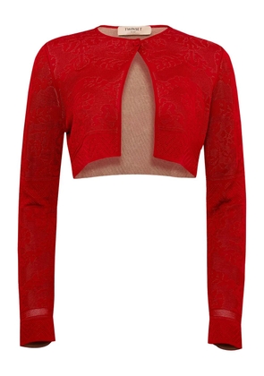 TWINSET floral-jacquard cardigan - Red
