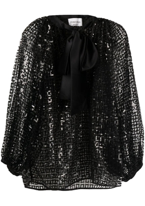 phaeonia sequin-detail long-sleeve blouse - Black