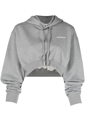 Off-White Helvetica cropped hoodie - Grey