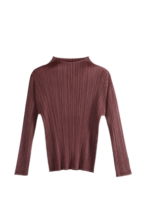 Pleats Please Issey Miyake pleated long-sleeve top - Brown