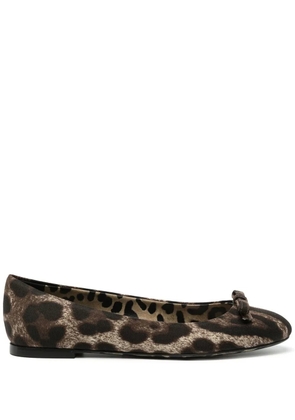 Dolce & Gabbana leopard-print ballerina shoes - Brown