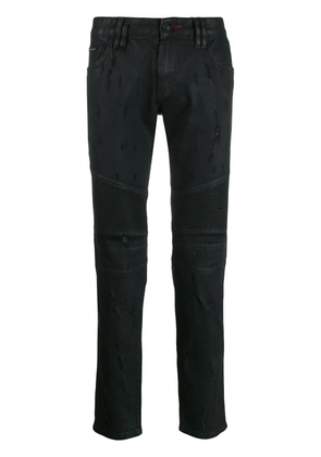 Philipp Plein fitted biker jeans - Black