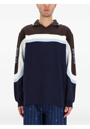 Drôle De Monsieur striped long-sleeves polo shirt - Blue