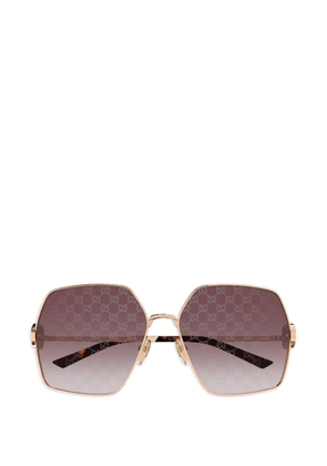 Gucci Eyewear geometric-frame logo sunglasses - Gold