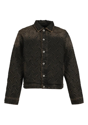 Who Decides War pattern button jacket - Brown