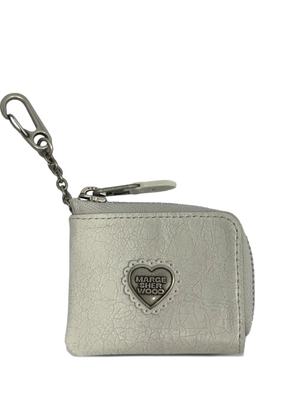 Marge Sherwood x Peanuts heart mini cracked leather wallet - Grey