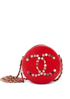 CHANEL Pre-Owned Lucky Charms Round With Chain Embellished Lambskin clutch bag - Red