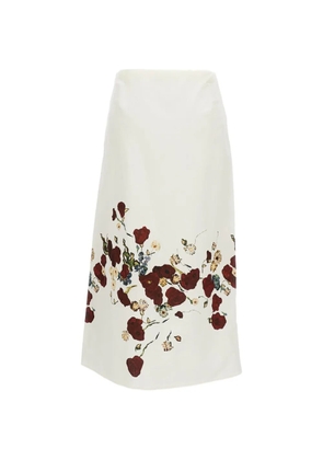 KHAITE floral-print midi skirt - Neutrals