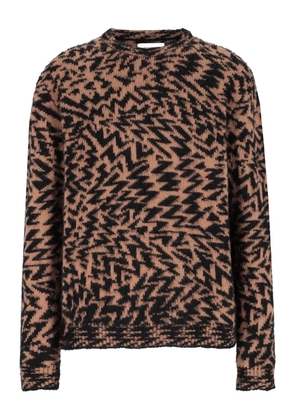 Laneus abstract-pattern crew-neck sweater - Brown