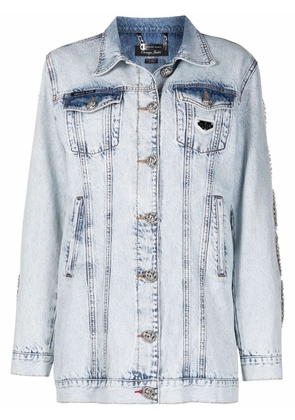Philipp Plein crystal-cable denim jacket - Blue