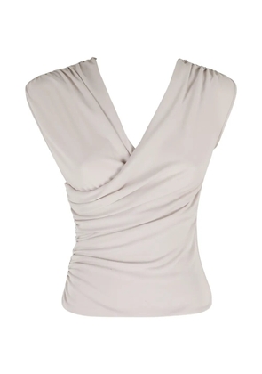 THE ANDAMANE draped V-neck blouse - Neutrals