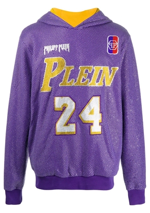 Philipp Plein glass-embellished bball hoodie - Purple