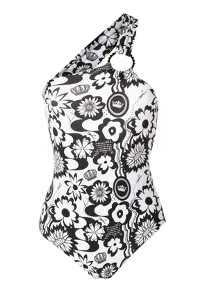 Amir Slama floral-print one-shoulder swimsuit - Multicolour