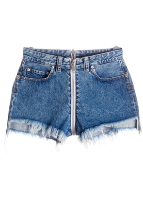 UNRAVEL PROJECT front-to-back raw denim shorts - Blue