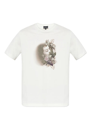 Emporio Armani floral-embroidered T-shirt - White
