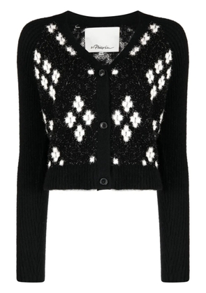 3.1 Phillip Lim argyle-check knitted cardigan - Black