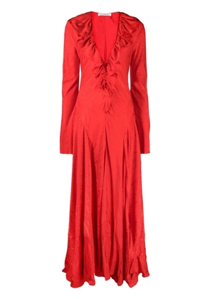 Philosophy Di Lorenzo Serafini ruffled V-neck gown - Red