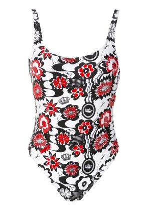 Amir Slama floral-print open-back swimsuit - Multicolour