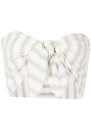 Amir Slama tie-front printed strapless top - White