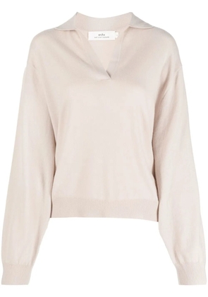 arch4 V-neck classic collar jumper - Neutrals