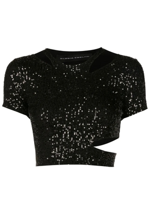 Gloria Coelho sequin-embellished cropped top - Black
