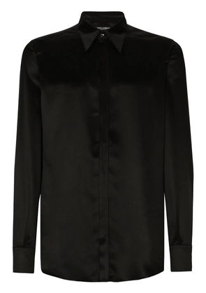 Dolce & Gabbana Martini-fit button-down satin shirt - Black