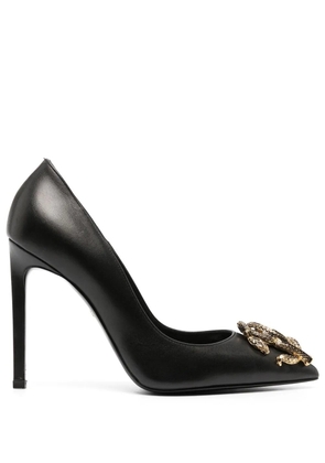 Roberto Cavalli Mirror Snake leather pumps - Black