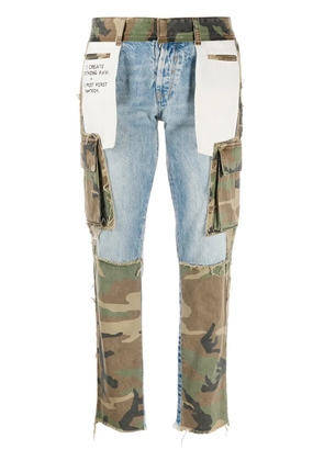 UNRAVEL PROJECT camouflage-print panelled jeans - Blue