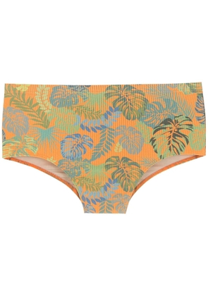 Amir Slama leaf print swim briefs - Orange