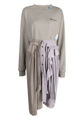 Maison MIHARA YASUHIRO logo-embroidered panelled midi dress - Grey