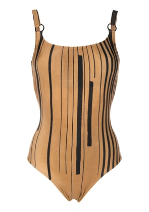 Lenny Niemeyer striped scoop-neck swimsuit - Brown