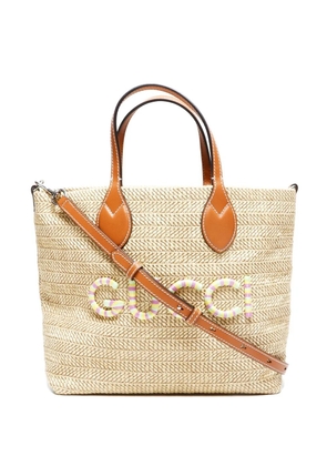 Gucci Pre-Owned 2020-2025s logo raffia 2way bag - Neutrals