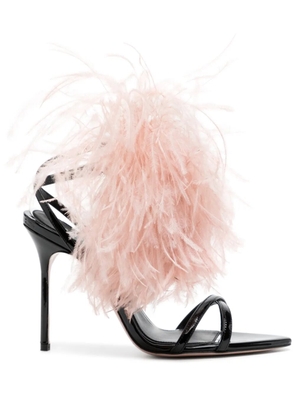 Gedebe Lily 100mm feather sandals - Black