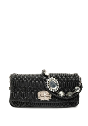 Miu Miu Pre-Owned 2010s matelasse crystal shoulder bag - Black
