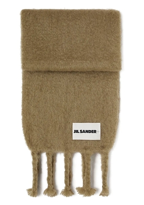 Jil Sander fringed brushed scarf - Brown