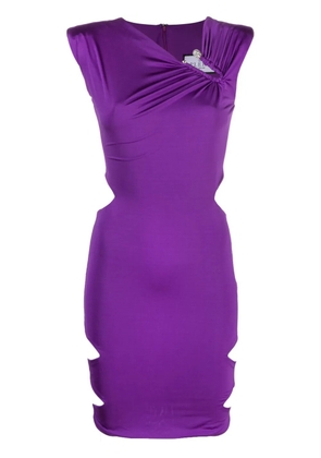 Philipp Plein gathered-detail cut-out dress - Purple