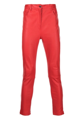 ROMEO HUNTE slim-fit leather trousers - Red