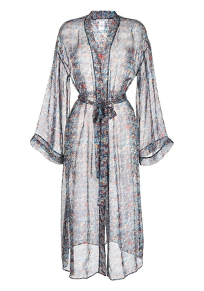 Sian Swimwear Irene tweed-print beach robe - Blue