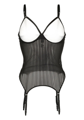 Maison Close cupless striped bodice - Black