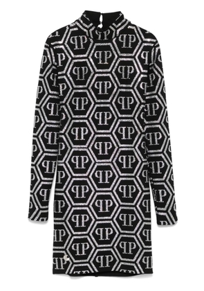 Philipp Plein monogram-embellished mini dress - Black