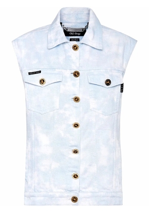Philipp Plein bleach-effect denim vest - Blue