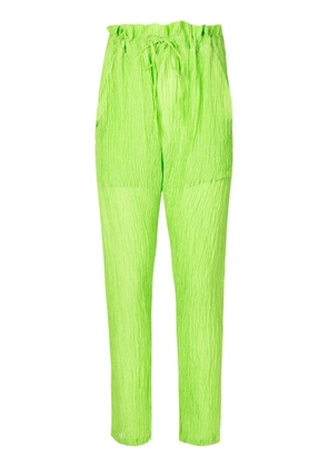 Amir Slama crinkle-effect silk trousers - Green
