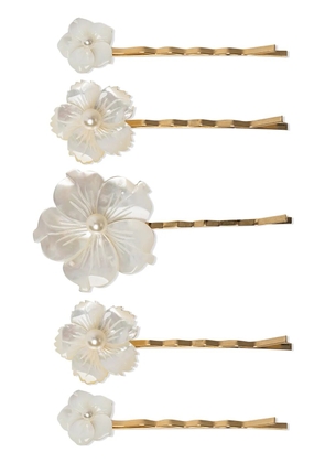 Jennifer Behr floral-pearl bobby pin set - White