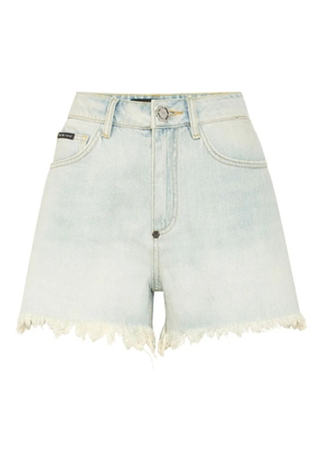 Philipp Plein fringed-edge shorts - Blue