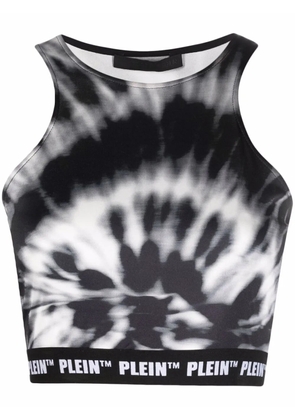 Philipp Plein tie dye-print cropped top - Black