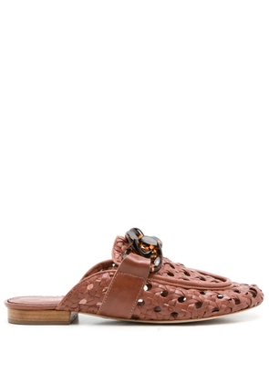 Sarah Chofakian Massena woven flat mules - Brown