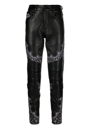 Philipp Plein bandana-panelling skinny leather trousers - Black