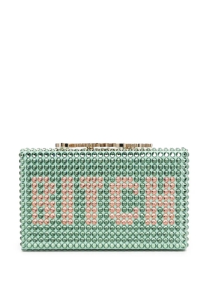 Philipp Plein gem-slogan clutch bag - Green